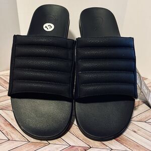 Olukai Maha 'Olu Men's 13 Recovery Slide Black Sandals Beach Pool 10517-4040